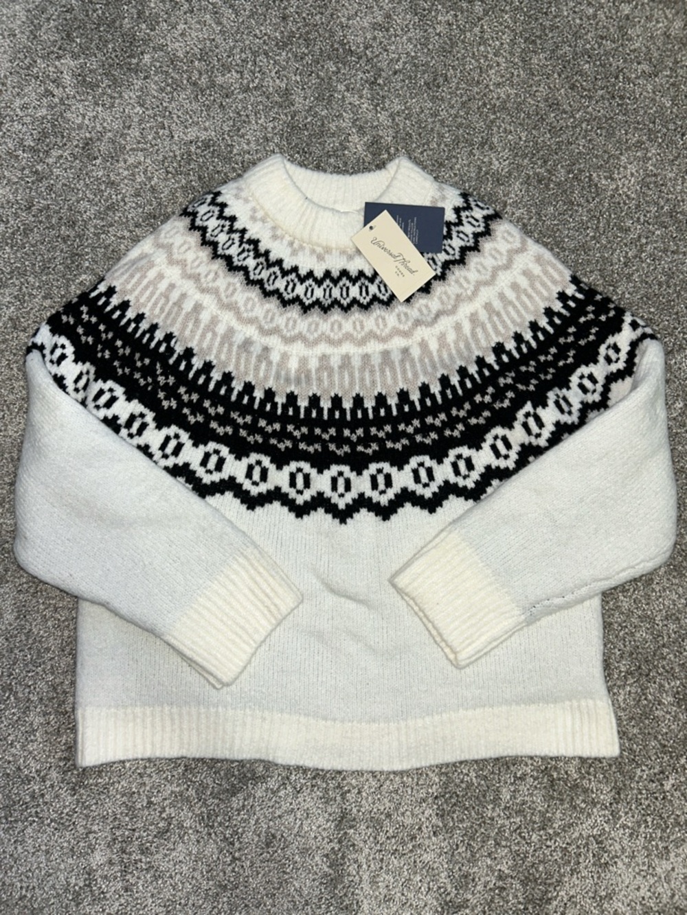 Target Cream Fair Isle Sweater with Black Pattern